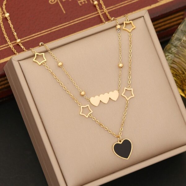 Black Love Jewelry Suit Stainless Steel Clavicle Chain - Image 6