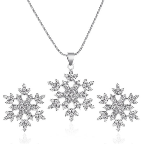 3pcs Snowflake Necklace Set With Rhinestones Earrings And Clavicle Chain Pendant Necklace Valentine's Day Gift - Image 7