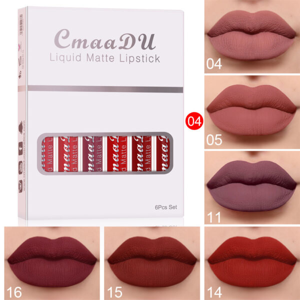 6 Boxes Of Matte Non-stick Cup Waterproof Lipstick Long Lasting Lip Gloss - Image 2