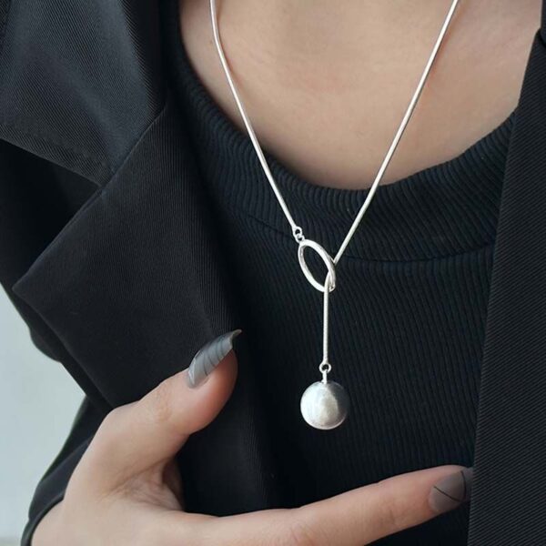 Ins Round Ball Ring Long Necklace Fashion Personality Temperament Sweater Chain Fall Winter Women's Jewelry - Image 5