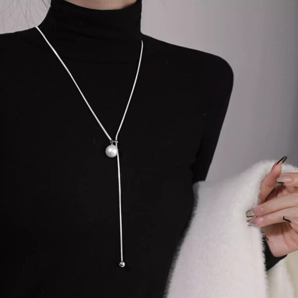 Ins Round Ball Ring Long Necklace Fashion Personality Temperament Sweater Chain Fall Winter Women's Jewelry - Image 2