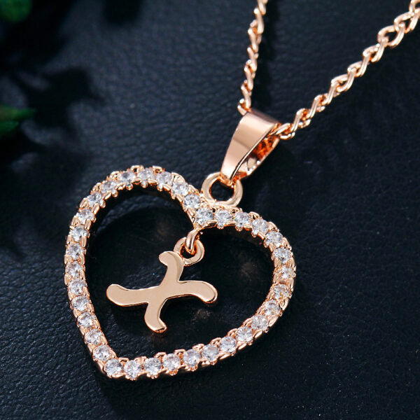 26 Letters Heart-shaped Zircon Pendant Necklace Stainless Steel Gold Color Chains Jewelry Birthday Gift For Women - Image 6