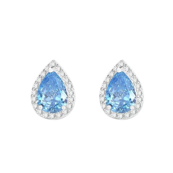 Super Flash Blue Water Drop Ear Studs French Elegance - Image 2