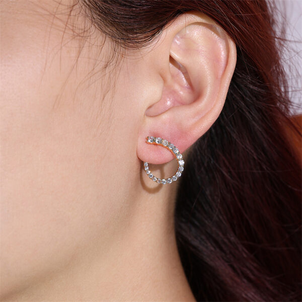 Women's C-shaped Stud Earrings With Rhinestones Fashion Zircon Simple Earrings - Image 6