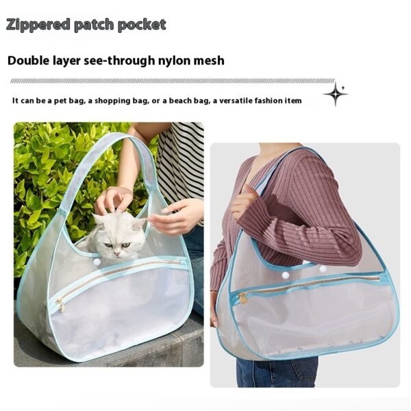 Transparent Solid Color Nylon Cat Portable Pet Shoulder Bag - Image 3