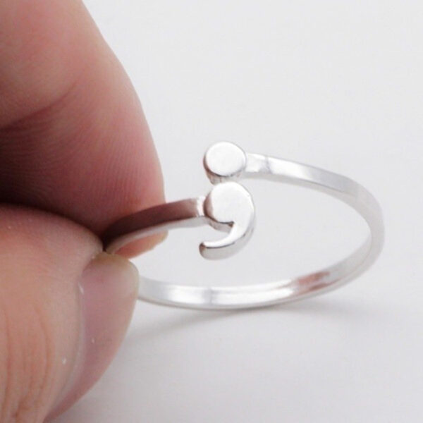 Simple Fashion Inspiration Ring Creative Semicolon Design Women Men Wave Ring Inspirational Jewelry Graduate Valentine's Gift